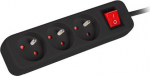 Lanberg Cable Power Strip, 3X French Outlets with Switch, Quality-Grade Copper, 1.5 m | PS1-03E-0150-BK