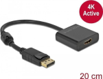 Delock - Videoadapter - DisplayPort male locked to HDMI female - 20cm - Schwarz - aktiv, Support von 4K 30 Hz (63585)