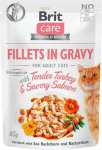 Brit Care Cat Pouch Salmon Turkey - salmon and turkey fillets in sauce, wet cat food, sachet 85g universal