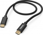 USB-kaabel USB-C USB-C 1.5m Hama tekstiilkattega, must, voolutugevus kuni 3A, andmevahetuskiirus usb2.0 kuni 480Mbit/s