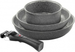 Ballarini Set of 3 Torre pans &Oslash;24cm, &Oslash;28cm and sauce pan &Oslash;16cm + 3 removable handles