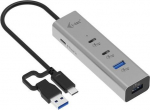 i-tec USB-C/USB-A Charging Metal HUB 2x Porty USB-C 2x Porty USB-A Power Delivery 85 W (kabel 20cm)