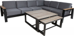 Garden furniture set FELINO corner sofa, 2 tables, black