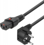 MicroConnect Powercord Schuko CEE 7/7 male, (angled) - C13 IEC Lock black