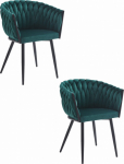 Stylish green velvet chair ORION elegant for the living room or dining room x2