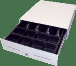apg Solutions APG &raquo;CostPlus&laquo; SL3000, black - cash drawer, front opening, 446x107x410mm, 5 note compartments, 8 coin compartments, 2 receipt slots, open housing, colour: black