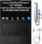 Lenovo ThinkPad P14s Gen 5 MOBILE WORKSTATION Core&trade; Ultra 5 135H 512GB SSD 32GB 14.5&Prime; WUXGA (1920&times;1200) IPS WIN11 Pro IR Webcam BLACK Backlit keyboard FP Reader 1 YW