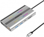 Orico USB-C 12w1 RGB | 2xUSB-A | 1xUSB-C PD 100W | 2x HDMI 4K 60Hz | 1xVGA | 1xRJ45 Gigabit - szara