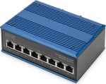 DIGITUS Switch Ind. 8-Port Gigabit 30W PoE Unmanaged blue