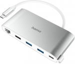 Port replikaator Hama USB-C Multiport 3xUSB-A/HDMI/VGA/2xUSB-C,LAN, Power Delivery 100W