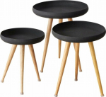 Boltze Loft coffee tables with black top and mango wood legs MASDOUR, 3 art