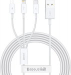 Kabel USB Baseus USB-A - USB-C + microUSB + Lightning 1.5 m White (CAMLTYS-02)