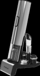 Prestigio Garda, smart wine opener, simple operation with 2 buttons, aerator, vacuum stopper preserver, foil cutter, opens up to 50 bottles wihout recharging, premium design, 500mAh battery, Dimensions D 17mm* H 290mm* W100 mm, silver color