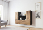 Cama MEBLE Cama living room furniture set ROCO 18 (4xRO3 + 2xRO6) antracite/wotan oak