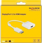 Delock - Videoadapter - DisplayPort male locked to HDMI female - 20cm - wei&szlig; - aktiv, Support von 4K 30 Hz (63586)