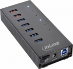 HUB USB InLine InLine&reg; USB 3.2 Gen.1 7 Port Hub Aluminium Case with 2.5A Power Supply black