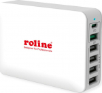 ROTRONIC-SECOMP Roline - Netzteil - 60 Watt - 6 A - QC 3.0, PD 3.0 - 6 Ausgabeanschlussstellen (5 x 4-pole USB Typ A, USB-C)