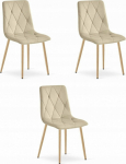 Leobert Krzesło LIBRA - light beige velvet / wood color legs x 3