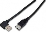 MicroConnect USB2.0 Extension A-A 1.5m M-F, With angled A plug. Black