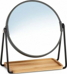 Zeller Cosmetic Mirror Cosmetic Mirror, 1x / 2x, metal / bamboo, czarne, 17.5x20.5 cm