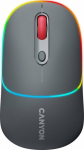 Mysz Canyon CANYON MW-22, 2 in 1 Wireless optical mouse with 4 buttons,Silent switch for right/left keys,DPI 800/1200/1600, 2 mode(BT/ 2.4GHz), 650mAh Li-poly battery,RGB backlight,Dark grey, cable length 0.8m, 110*62*34.2mm, 0.085kg
