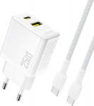 Dudao A26TCEU Adapter 25Watt 1xUSB-C 1xUSB-A (1m USB-C to USB-C included) Hvid