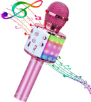iWear M85 Karaoke Children& & Parent Joy Effect Microphone with Speakers & Ierakstu Micro USB AUX Pink