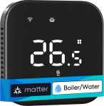 Meross Matter Smart Wi-Fi Thermostat for Boiler/Water Heating System, MTS215BMA, Black (EU version)