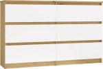 TOP E SHOP M6 MALWA CHEST OF DRAWERS 120 CM 6 DRAWERS OAK ARTISAN/WHITE