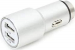 Omega autolaadija 2xUSB 2100mA Metal, h&otilde;bedane (43344)