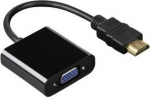 Adapter HDMI A (M) -> VGA (F) ,Hama 1080p 1920x1200 , 3.5mm audio pesa, kullatud kontaktid, varjestatud