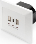 DIGITUS Unterputz Ladedose USB 2x USB A 1x USB Type-C, weiss