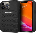 Mercedes-Benz AMG AMHCP13LGSEBK Leather Debossed Lines Back Case For Apple iPhone 13 Pro Black