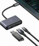 HUB USB Usams USAMS Adapter HUB 5w1 USB 2.0/USB 3.0/ USB-C/TF/SD szary/dark grey SJ628HUB01 (US-SJ628)