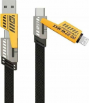 Kabel USB Awei USB-A + USB-C - USB-C + Lightning 1.2 m Czarny (AWEI192)