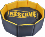 Homea Dog and cat bed with removable cushion CHIC, &Oslash; 48 cm, navy blue and yellow with inscription