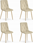 Leobert Krzesło LIBRA - light beige velvet / wood color legs x 4