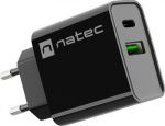 Natec Genesis Natec Ribera 20W USB-A USB-C czarna - Natec Ribera mains charger 20W USB-A USB-C czarna