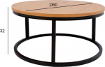 Coffee table BRITE D60xH32cm, light wood