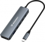 Wozinsky 6w1 Hub distributor USB-A USB-C DisplayPort HDMI - szary 6w1 Hub distributor USB-A USB-C DisplayPort HDMI - szary
