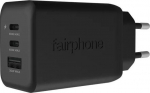 Fairphone Netzteil - 65 Watt - PD 3.0, PD/PPS 3.3, PE 2.0+, QC 2.0, QC 3.0, QC 4.0+, Apple Fast Charge, Huawei Fast Charge, SCP, FC - 3 Ausgabeanschlussstellen (USB, 2 x USB-C)