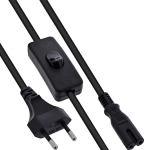 InLine Euro Power cord with switch - CEE7/16 zu IEC-C7 - schwarz - 10m