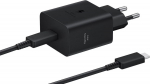 Toalaadija USB-C otsikuga (adapter 45W + USB-C kaabel 5A 1.8m), must, GaN, Super Fast Charging 2.0 kiirlaadimine, Samsung