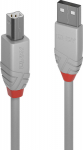 Lindy 2m USB 2.0 Type A to B Cable, Anthra Line, Grey