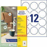 Avery Zweckform Paper labels, A4, 10 ark., Avg.60mm, White, Round