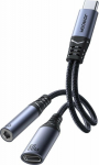 Adapter USB Joyroom SY-C02 USB-C - USB-C + Jack 3.5mm Czarny (6956116773861)