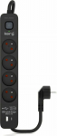 Kerg power strip KERG safety power supply device with switch 4 jack USB-C USB-A czarne 5m 16A H05VV-F 3x1.5mm2