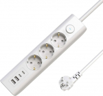 MicroConnect 3-way USB Schuko Power Strip, on/off switch 1.5M, White