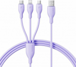 Kabel USB Baseus USB-A - USB-C + micro-B + Lightning 1.3 m Fioletowy (6932172679606)