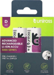 Uniross Batteries Uniross USB-C D/HR20 Rechargeable Lithium Batteries 5000mAh, 2 stk